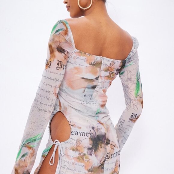 PLT NWT Stone Printed Chiffon Cut Out Shift Dress Size 12 - Picture 12 of 12